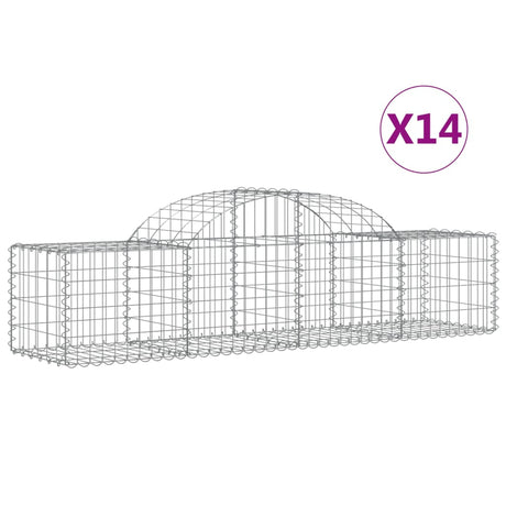 Arched Gabion Baskets 14 pcs 200x50x40/60 cm Galvanised Iron