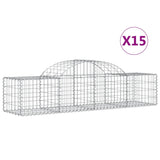 Arched Gabion Baskets 15 pcs 200x50x40/60 cm Galvanised Iron