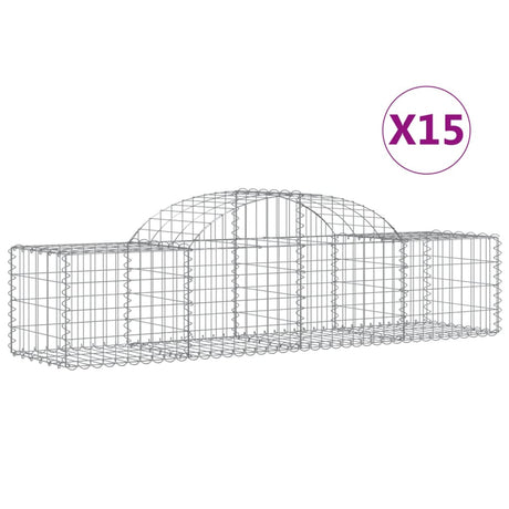 Arched Gabion Baskets 15 pcs 200x50x40/60 cm Galvanised Iron