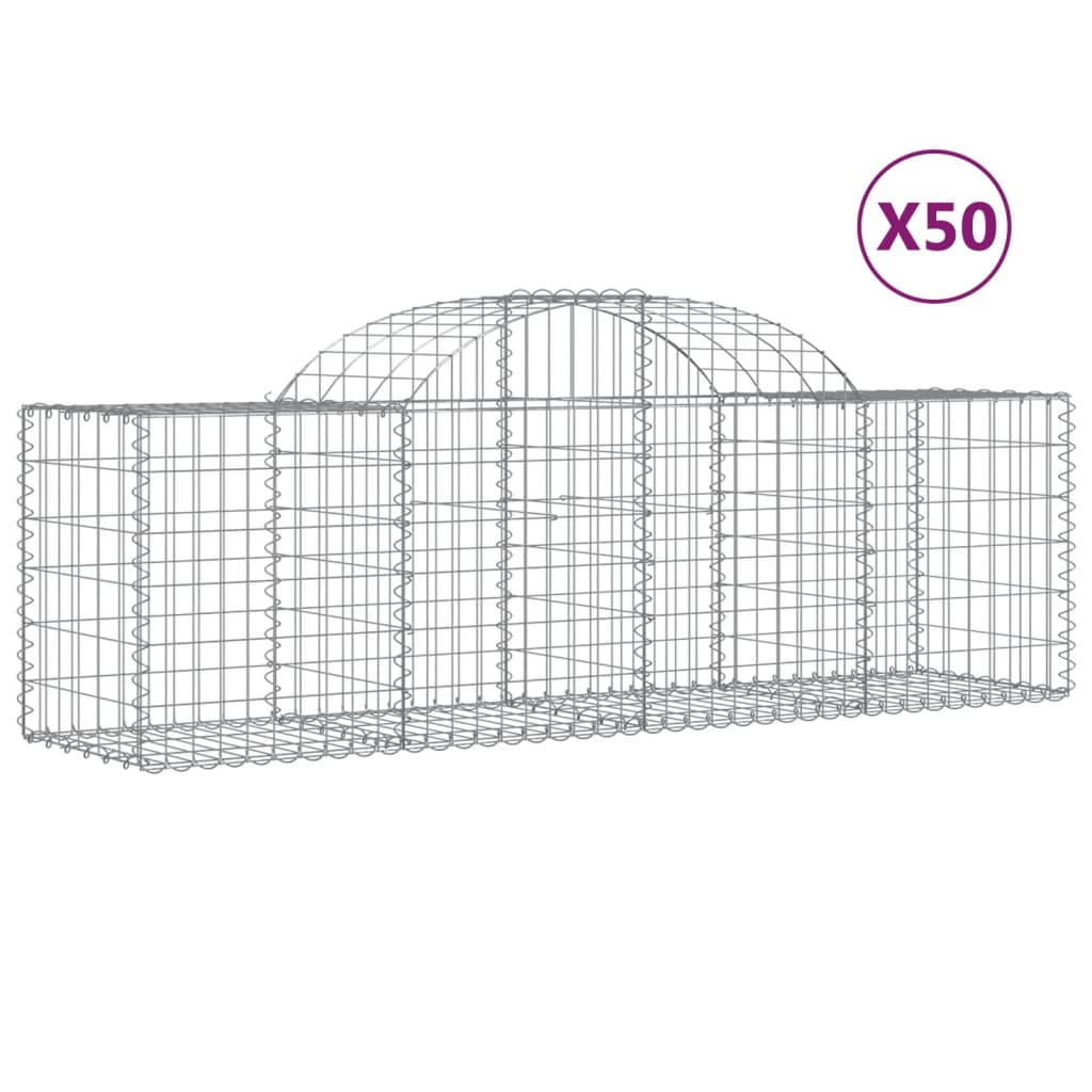 Arched Gabion Baskets 50 pcs 200x50x60/80 cm Galvanised Iron