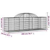 Arched Gabion Baskets 50 pcs 200x50x60/80 cm Galvanised Iron