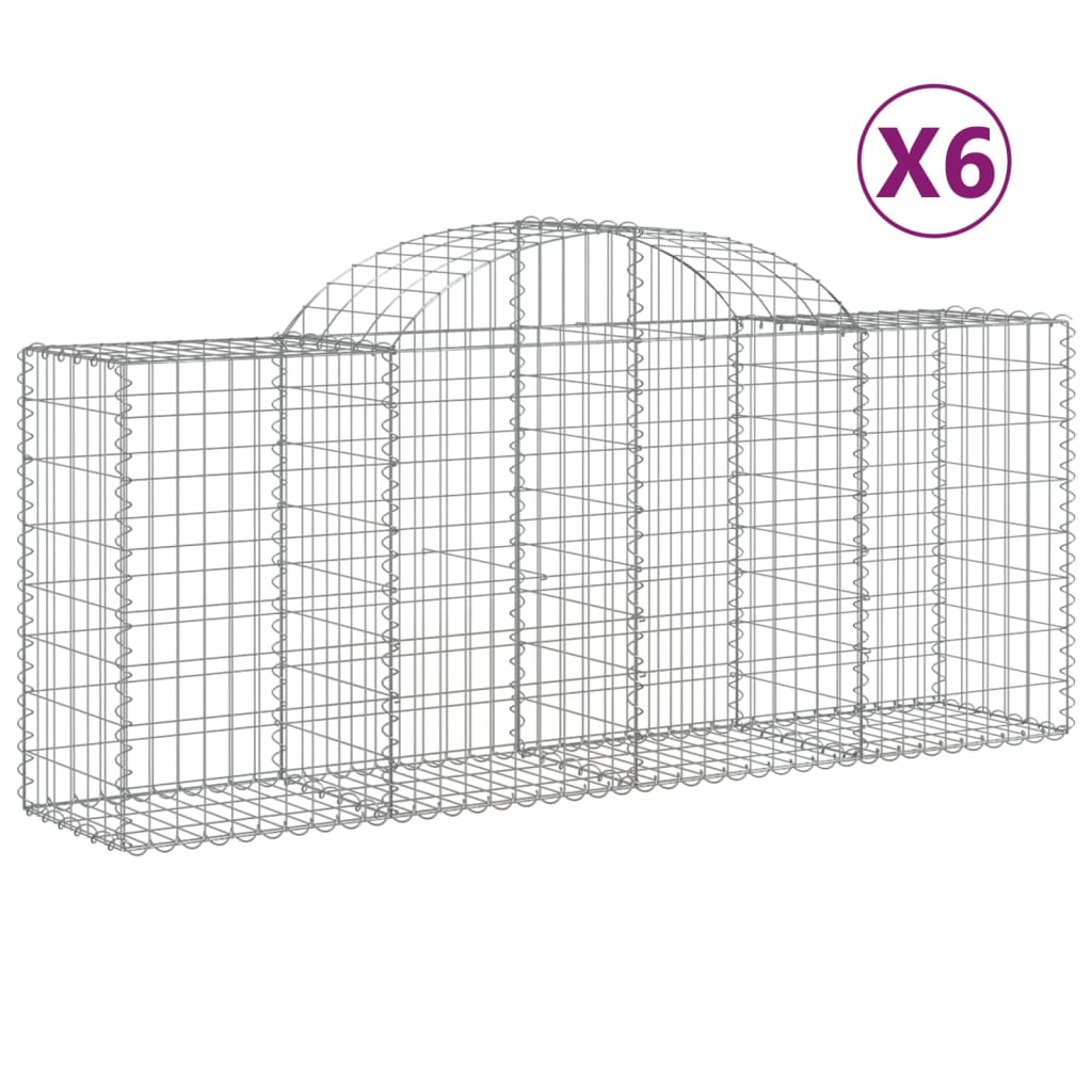 Arched Gabion Baskets 6 pcs 200x50x80/100 cm Galvanised Iron