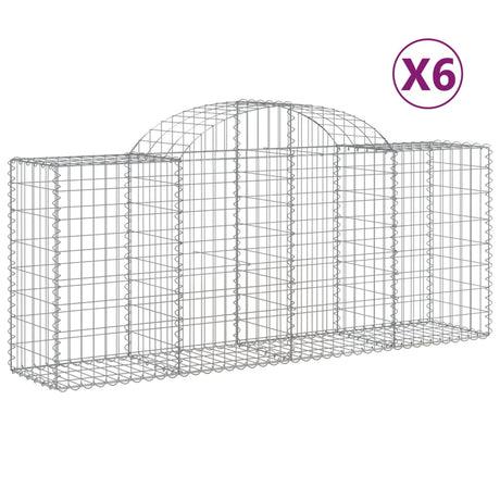 Arched Gabion Baskets 6 pcs 200x50x80/100 cm Galvanised Iron
