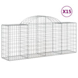 Arched Gabion Baskets 15 pcs 200x50x80/100 cm Galvanised Iron