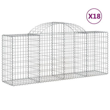 Arched Gabion Baskets 18 pcs 200x50x80/100 cm Galvanised Iron