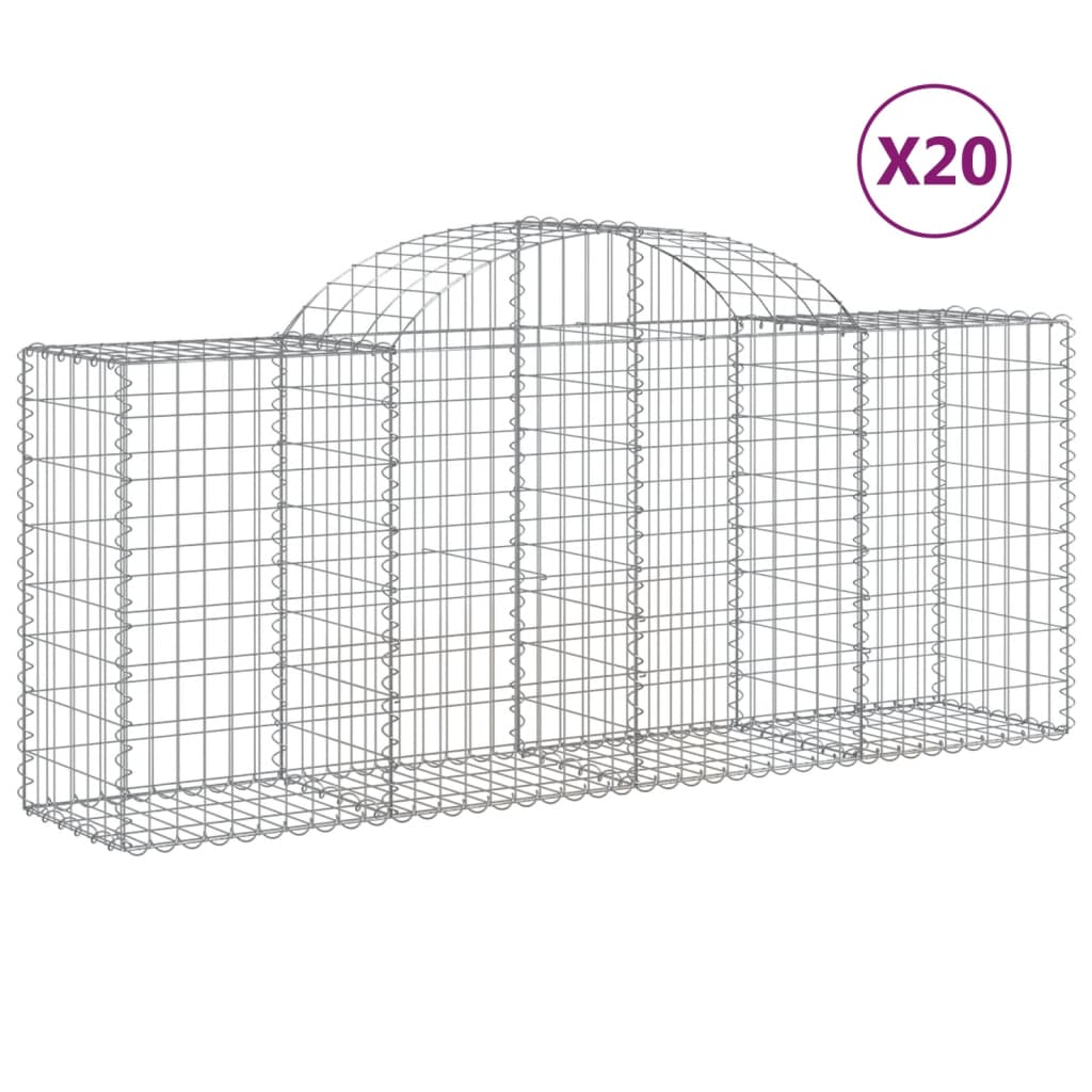 Arched Gabion Baskets 20 pcs 200x50x80/100 cm Galvanised Iron