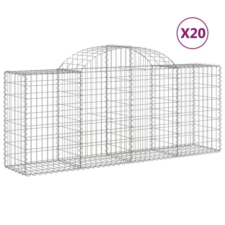 Arched Gabion Baskets 20 pcs 200x50x80/100 cm Galvanised Iron