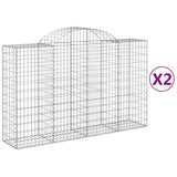 Arched Gabion Baskets 2 pcs 200x50x120/140 cm Galvanised Iron