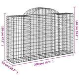 Arched Gabion Baskets 14 pcs 200x50x120/140 cm Galvanised Iron