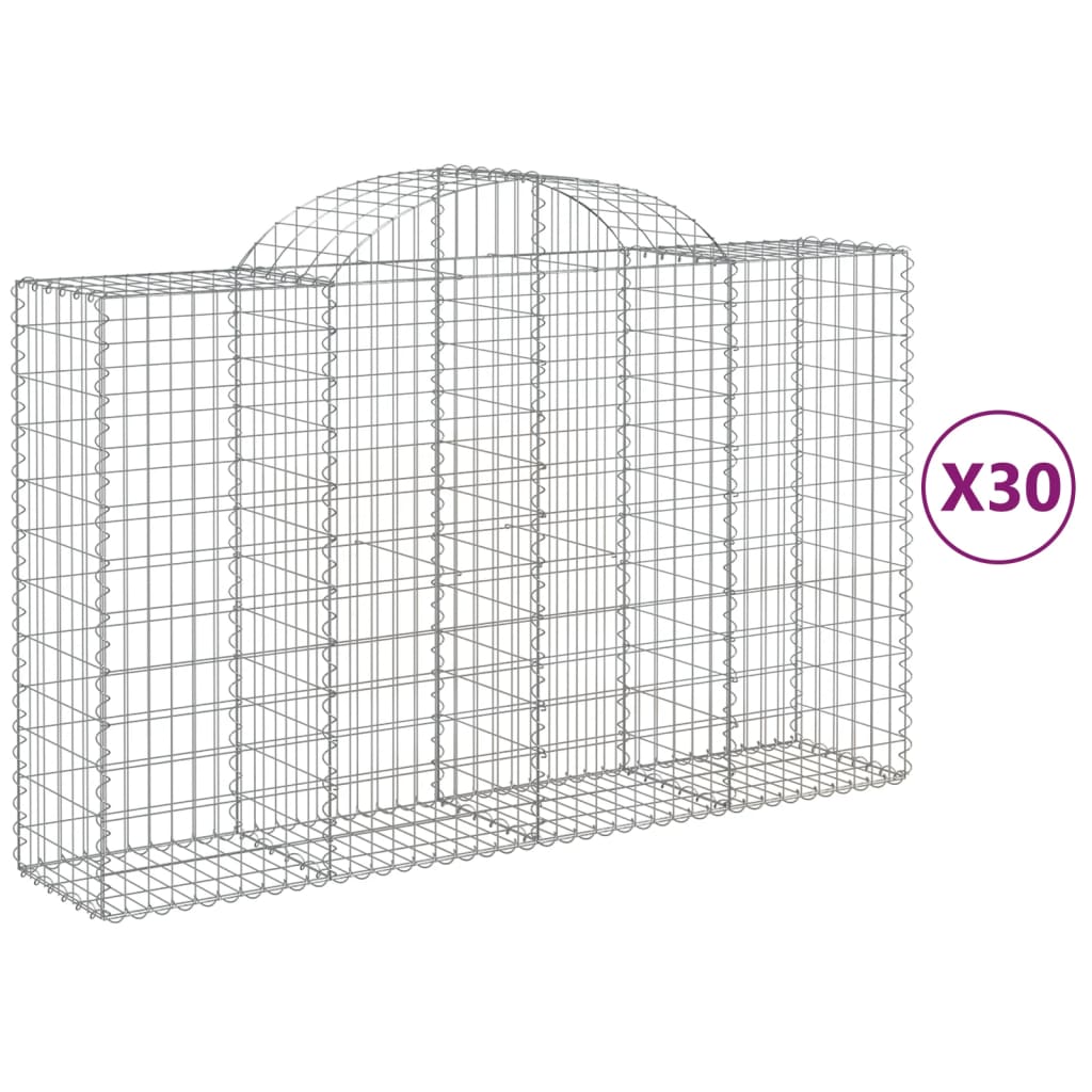 Arched Gabion Baskets 30 pcs 200x50x120/140 cm Galvanised Iron