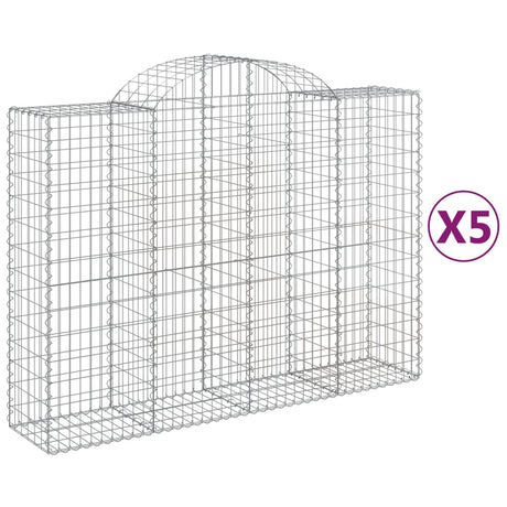 Arched Gabion Baskets 5 pcs 200x50x140/160 cm Galvanised Iron