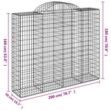 Arched Gabion Baskets 2 pcs 200x50x160/180 cm Galvanised Iron