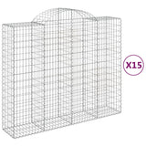 Arched Gabion Baskets 15 pcs 200x50x160/180 cm Galvanised Iron