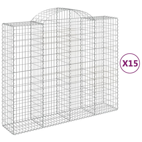 Arched Gabion Baskets 15 pcs 200x50x160/180 cm Galvanised Iron