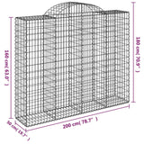 Arched Gabion Baskets 15 pcs 200x50x160/180 cm Galvanised Iron