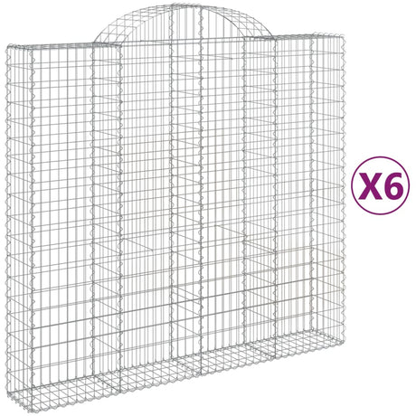 Arched Gabion Baskets 6 pcs 200x50x180/200 cm Galvanised Iron