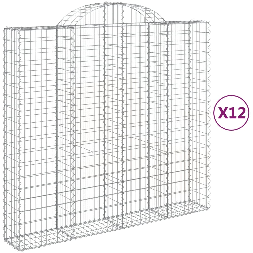 Arched Gabion Baskets 12 pcs 200x50x180/200 cm Galvanised Iron