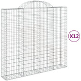 Arched Gabion Baskets 12 pcs 200x50x180/200 cm Galvanised Iron