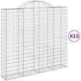 Arched Gabion Baskets 15 pcs 200x50x180/200 cm Galvanised Iron