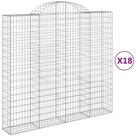 Arched Gabion Baskets 18 pcs 200x50x180/200 cm Galvanised Iron