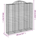 Arched Gabion Baskets 11 pcs 200x50x200/220 cm Galvanised Iron