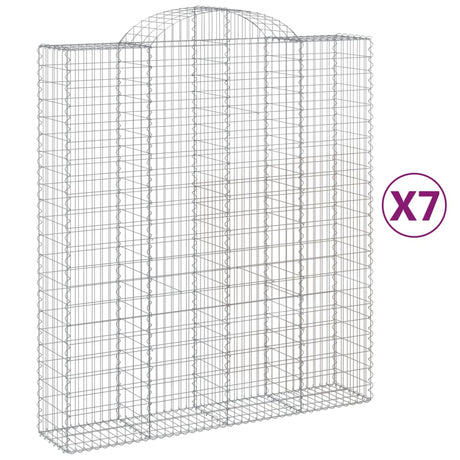 Arched Gabion Baskets 7 pcs 200x50x220/240 cm Galvanised Iron