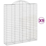 Arched Gabion Baskets 9 pcs 200x50x220/240 cm Galvanised Iron