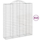 Arched Gabion Baskets 15 pcs 200x50x220/240 cm Galvanised Iron