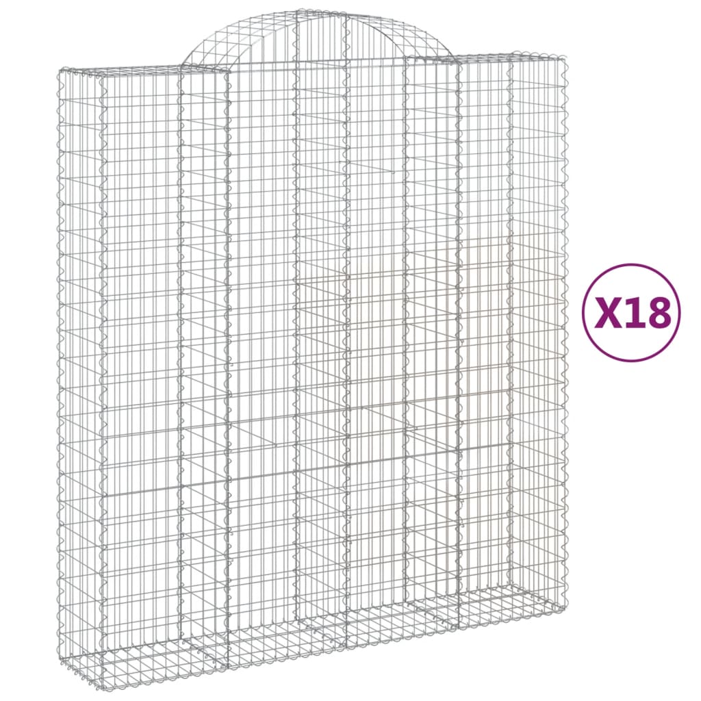 Arched Gabion Baskets 18 pcs 200x50x220/240 cm Galvanised Iron