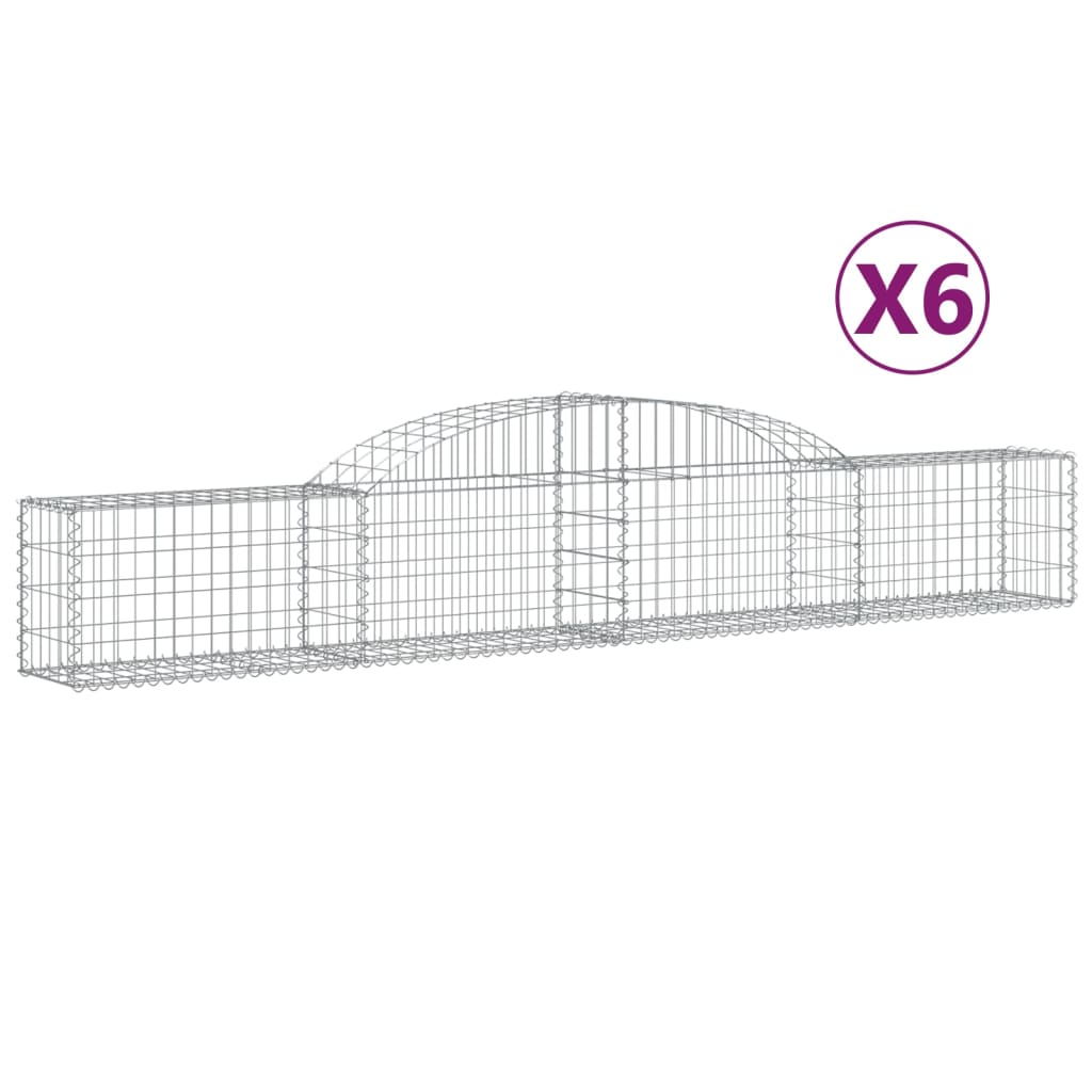 Arched Gabion Baskets 6 pcs 300x30x40/60 cm Galvanised Iron