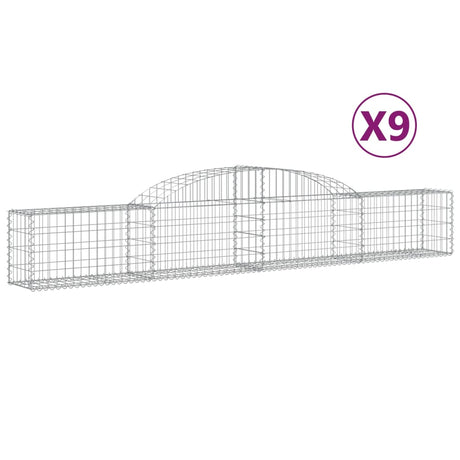 Arched Gabion Baskets 9 pcs 300x30x40/60 cm Galvanised Iron