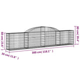 Arched Gabion Baskets 11 pcs 300x30x60/80 cm Galvanised Iron