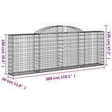 Arched Gabion Baskets 11 pcs 300x30x100/120 cm Galvanised Iron