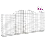 Arched Gabion Baskets 15 pcs 300x30x120/140 cm Galvanised Iron