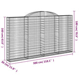 Arched Gabion Baskets 6 pcs 300x30x160/180 cm Galvanised Iron