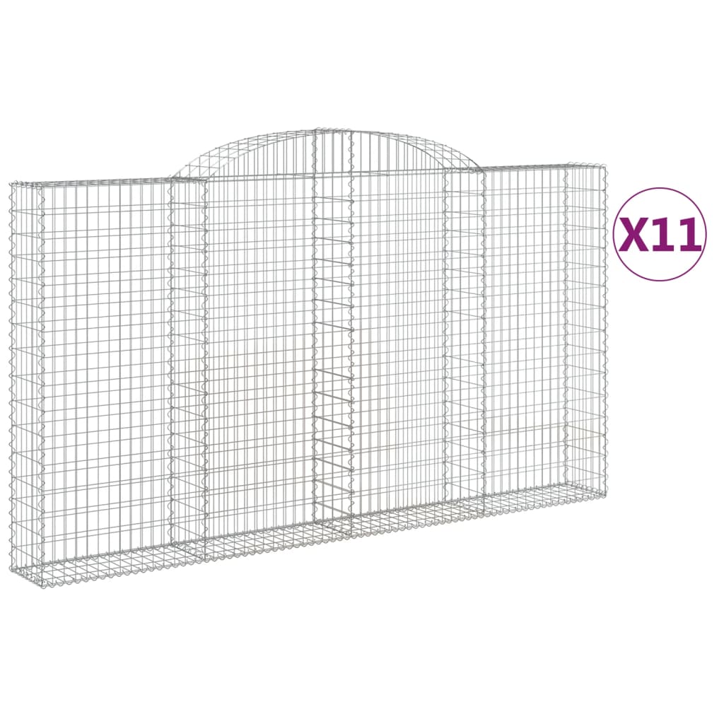 Arched Gabion Baskets 11 pcs 300x30x160/180 cm Galvanised Iron