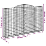 Arched Gabion Baskets 2 pcs 300x30x180/200 cm Galvanised Iron