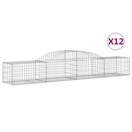 Arched Gabion Baskets 12 pcs 300x50x40/60 cm Galvanised Iron