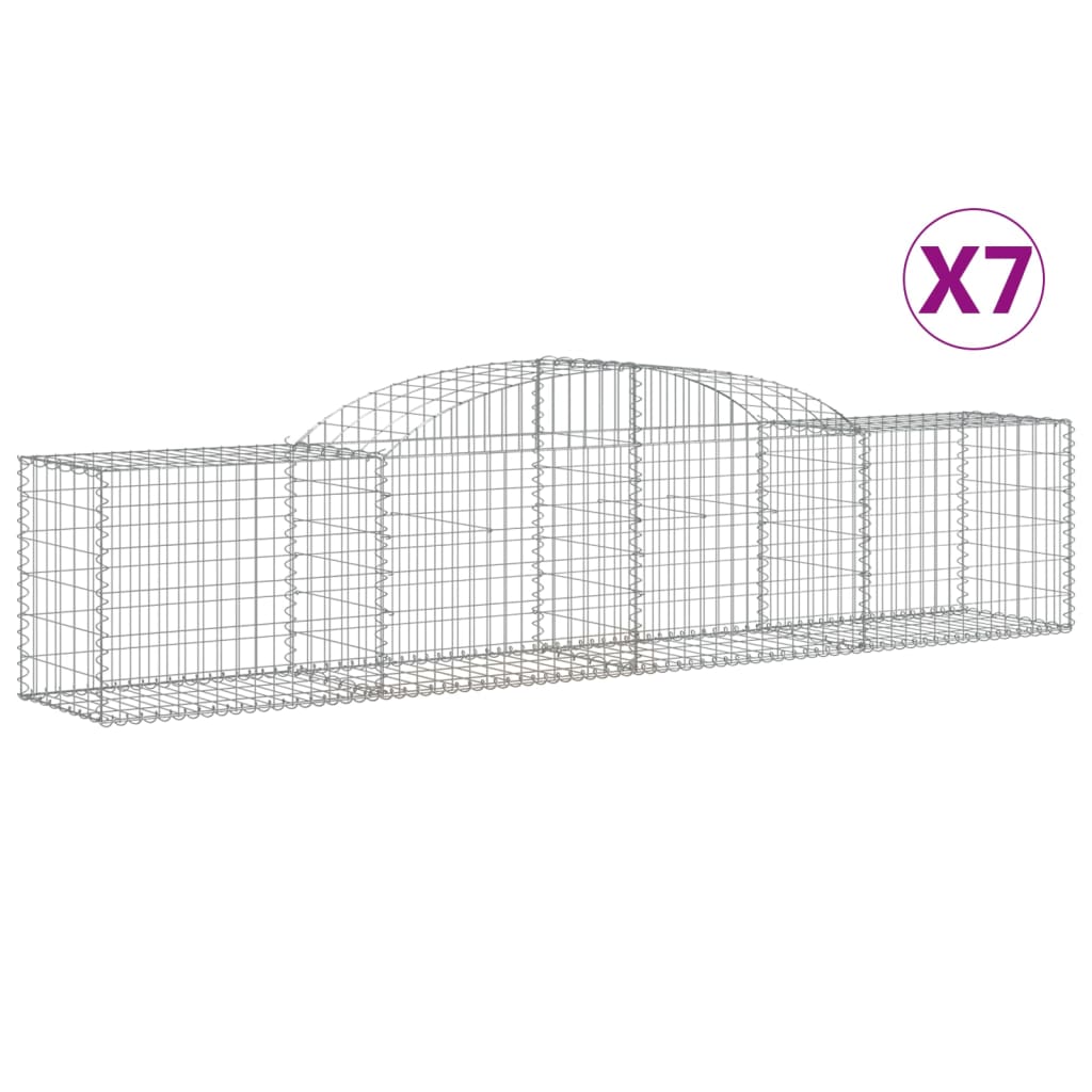 Arched Gabion Baskets 7 pcs 300x50x60/80 cm Galvanised Iron
