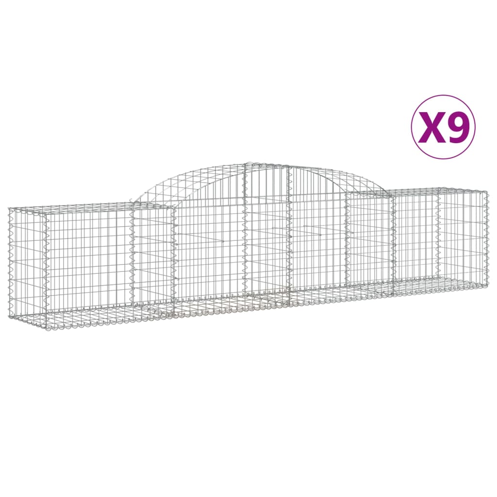 Arched Gabion Baskets 9 pcs 300x50x60/80 cm Galvanised Iron