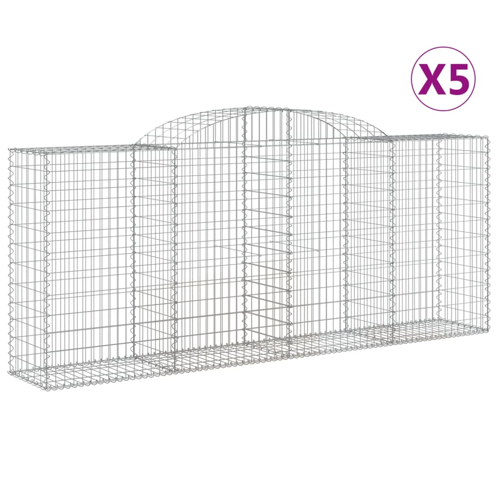 Arched Gabion Baskets 5 pcs 300x50x120/140 cm Galvanised Iron