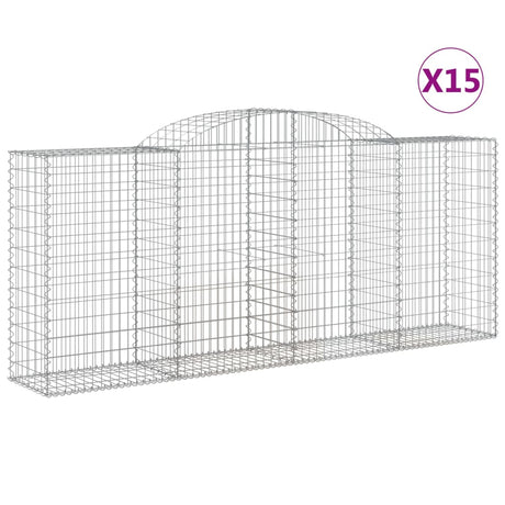 Arched Gabion Baskets 15 pcs 300x50x120/140 cm Galvanised Iron