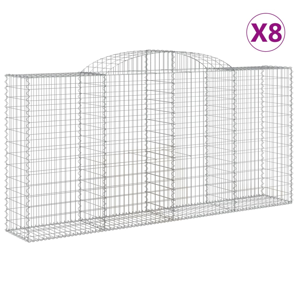Arched Gabion Baskets 8 pcs 300x50x140/160 cm Galvanised Iron