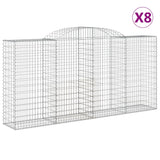 Arched Gabion Baskets 8 pcs 300x50x140/160 cm Galvanised Iron