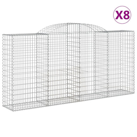 Arched Gabion Baskets 8 pcs 300x50x140/160 cm Galvanised Iron
