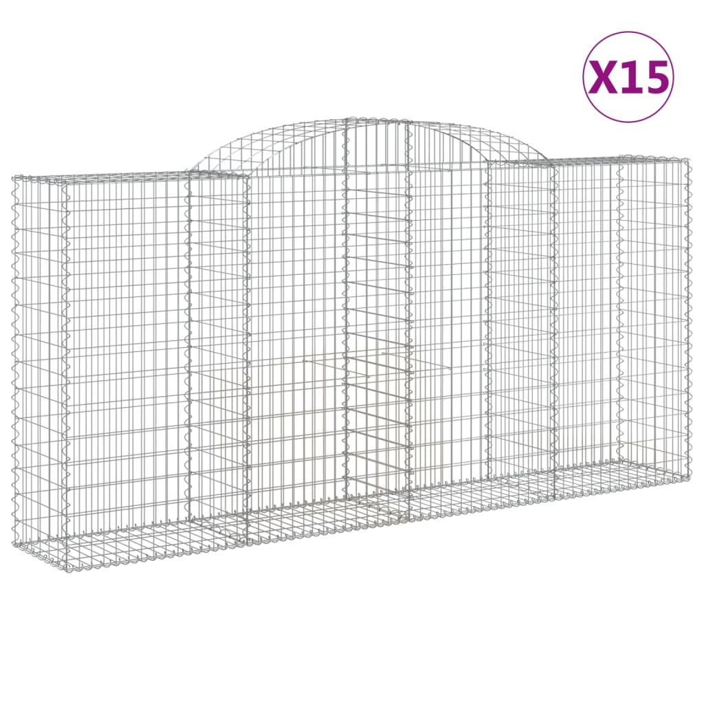 Arched Gabion Baskets 15 pcs 300x50x140/160 cm Galvanised Iron