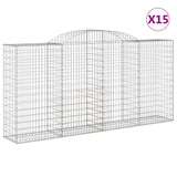 Arched Gabion Baskets 15 pcs 300x50x140/160 cm Galvanised Iron