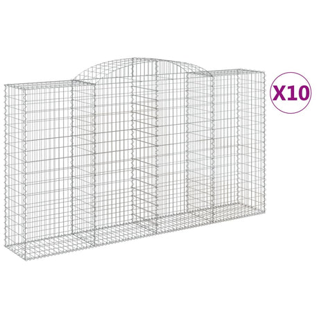 Arched Gabion Baskets 10 pcs 300x50x160/180 cm Galvanised Iron