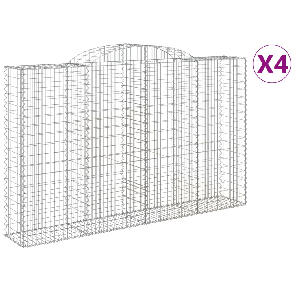Arched Gabion Baskets 4 pcs 300x50x180/200 cm Galvanised Iron