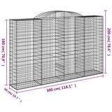 Arched Gabion Baskets 6 pcs 300x50x180/200 cm Galvanised Iron